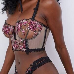 NEW For Love And Lemons Juliet Embroidered Bustier Bra / XXS